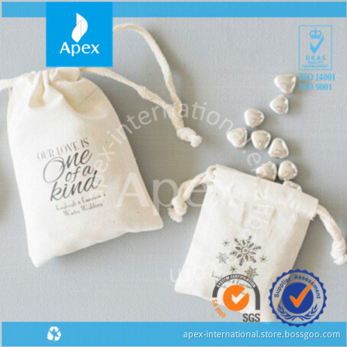 custom logo print drawstring cotton jewelry bag